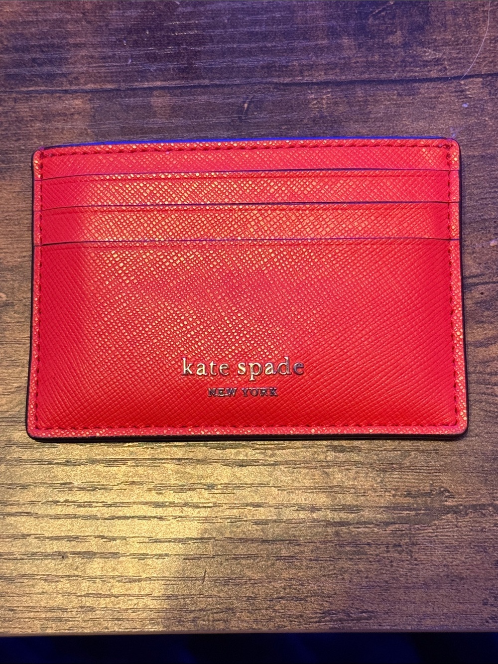 kate spade Red Saffiano Leather Card Case